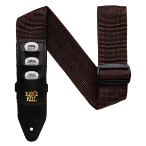 Ernie Ball P04250 Pickholder Polypro Guitar Strap - Brown