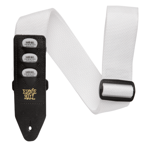 Ernie Ball P04259 Pickholder Polypro Guitar Strap - White