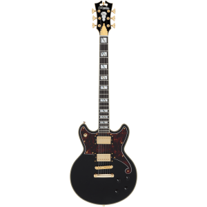 D'Angelico DADBRISBK2GS Deluxe Brighton Double-Cutaway Guitar - Solid Black